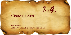 Kümmel Géza névjegykártya